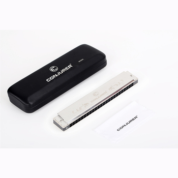 WH24A 24-отворна полифонична хармоника за професионално изпълнение, капачета от неръждаема стомана, месингова седална плоча