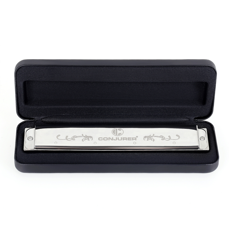 WH24A 24-отворна полифонична хармоника за професионално изпълнение, капачета от неръждаема стомана, месингова седална плоча