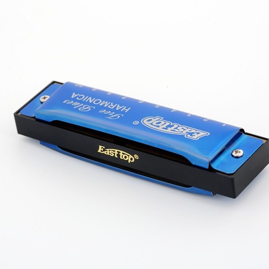 Хармоника Blues модел T003 – 10 дупки, медна основа, корпус от неръждаема стомана, отвори за звучене от смола