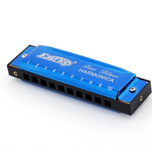 Хармоника Blues модел T003 – 10 дупки, медна основа, корпус от неръждаема стомана, отвори за звучене от смола