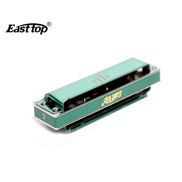 Хармоника EASTTOP PR020 – блус стил, 10 отвора, покритие от неръждаема стомана, материал на звуковите отвори: смола, опаковка: пластмасова кутия