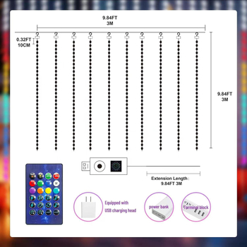 Bluetooth-ühendusega LED-säde USB-toite, 10 m pikkus, 100 LED, 2700K soevalge