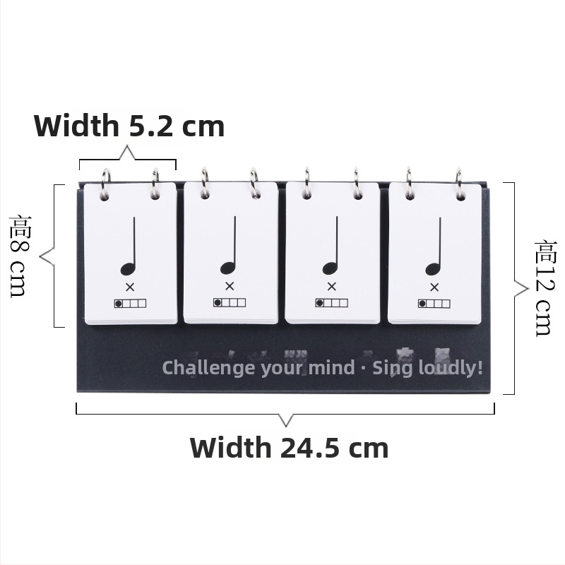 Rütmikaartide komplekt muusikaõppe jaoks – rütmi ja nootide harjutuskartid, lauakalender kaasas, vanusevahemik 15–35 aastat