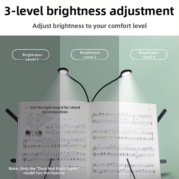 Laetav LED-muusikastendi lamp klipsiga, reguleeritav, klaveriharjutuseks