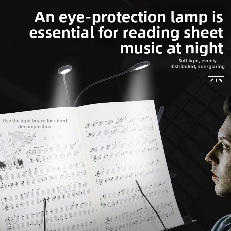 Nabíjateľná USB LED lampa na hudobný stojan, klip, nastaviteľná, na cvičenie klavíra