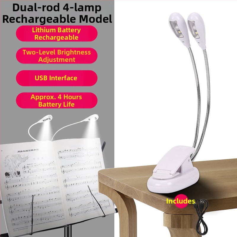 Laetav LED-muusikastendi lamp klipsiga, reguleeritav, klaveriharjutuseks