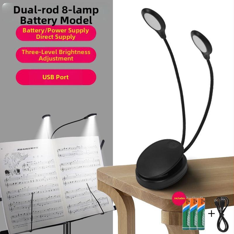 Laetav LED-muusikastendi lamp klipsiga, reguleeritav, klaveriharjutuseks