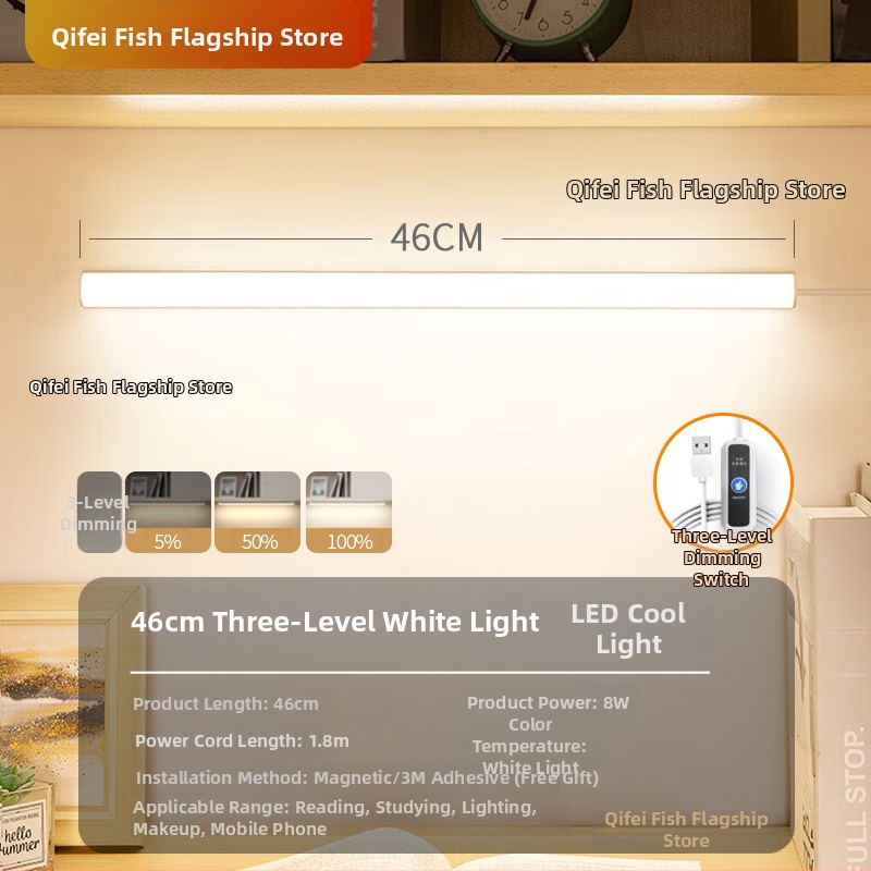 LED laualamp õppimiseks silmade kaitsmiseks – USB toide, 5V, magnetkinnitus, PC+ABS varju, ümbritsev valgus