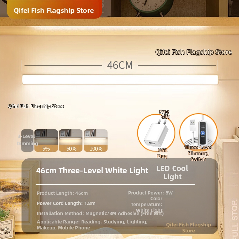 LED laualamp õppimiseks silmade kaitsmiseks – USB toide, 5V, magnetkinnitus, PC+ABS varju, ümbritsev valgus