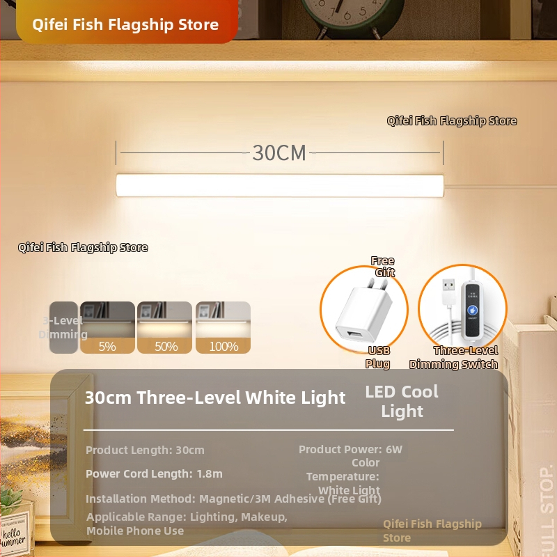 LED laualamp õppimiseks silmade kaitsmiseks – USB toide, 5V, magnetkinnitus, PC+ABS varju, ümbritsev valgus