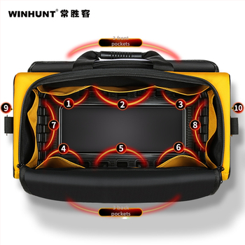 Elektritööriistade kott vastupidava plastikust alusega ja paksendatud Oxfordi kangaga, kaasaskantav õla stiil