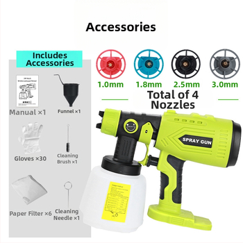 Pihustuspüstol, ühilduv Ryobi 18V akulaatoriga; aku ei kuulu komplekti; tõhus pihustusotsik