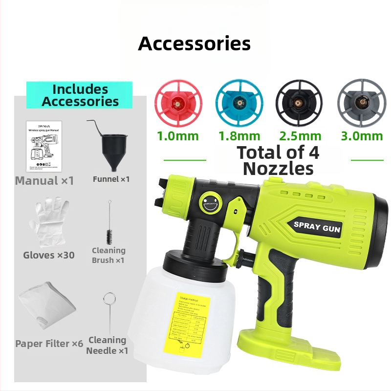 Smidzināšanas pistole saderīga ar Ryobi 18V akumulatoru; akumulators nav iekļauts; augstas efektivitātes izsmidzināšanas sprausla