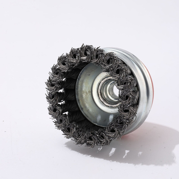 Жична колелна четка, куполоподобна форма, усукани жици, за шлайфане, премахване на ръжда и полиране