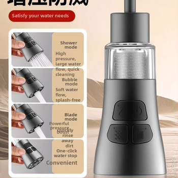 Разширител за кухненски кран със защита от пръски, въртяща се аераторна глава и филтър (ABS + неръждаема стомана)