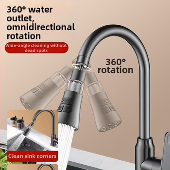 Разширител за кухненски кран със защита от пръски, въртяща се аераторна глава и филтър (ABS + неръждаема стомана)