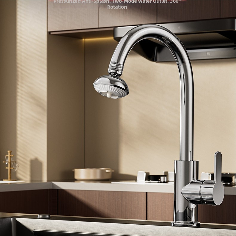 Разширител за кухненски кран със защита от пръски, въртяща се аераторна глава и филтър (ABS + неръждаема стомана)