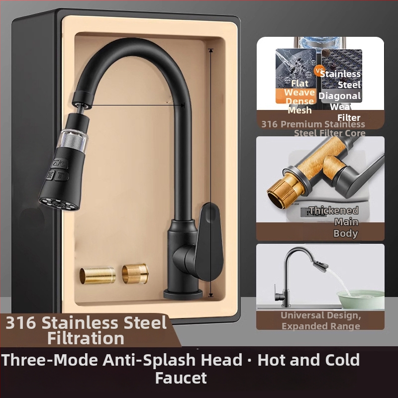 Разширител за кухненски кран със защита от пръски, въртяща се аераторна глава и филтър (ABS + неръждаема стомана)