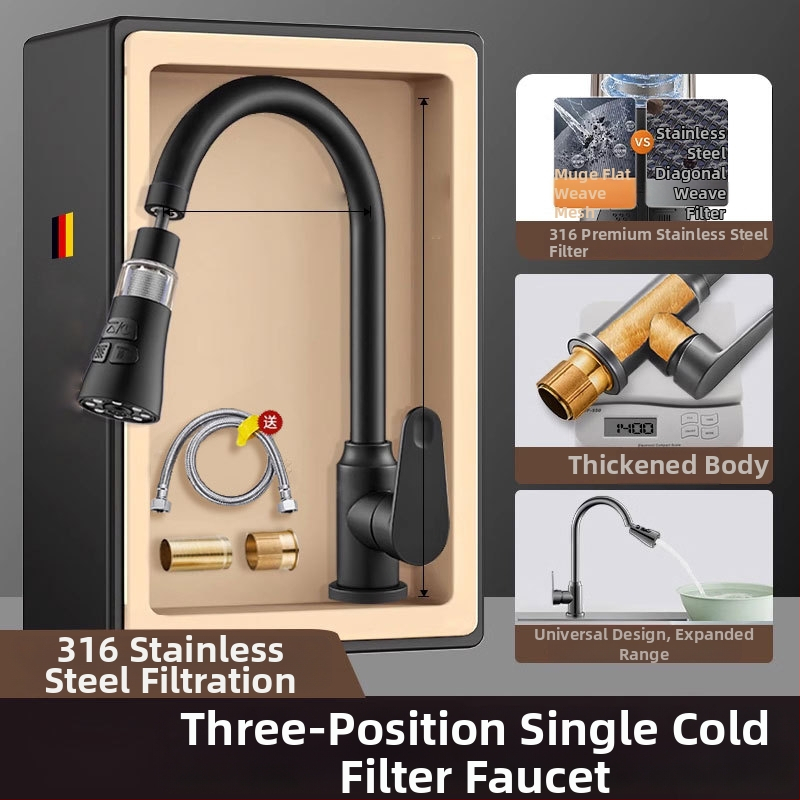 Разширител за кухненски кран със защита от пръски, въртяща се аераторна глава и филтър (ABS + неръждаема стомана)