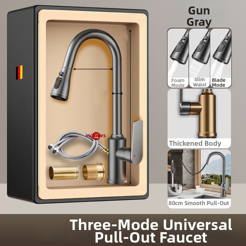 Разширител за кухненски кран със защита от пръски, въртяща се аераторна глава и филтър (ABS + неръждаема стомана)