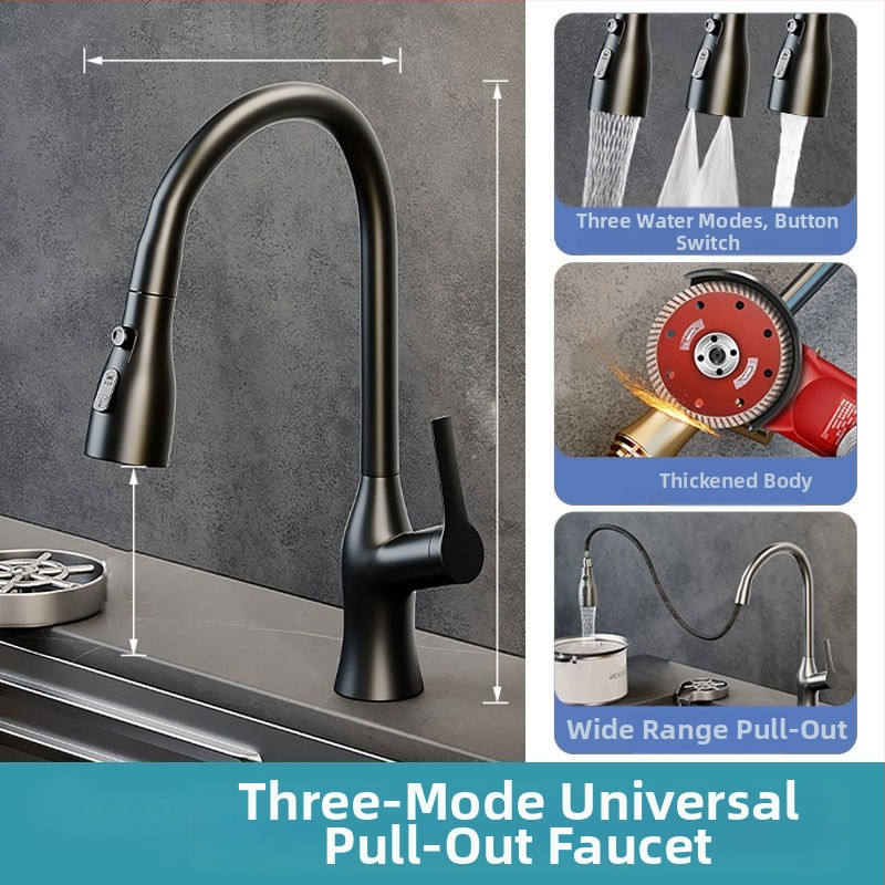 Разширител за кухненски кран със защита от пръски, въртяща се аераторна глава и филтър (ABS + неръждаема стомана)