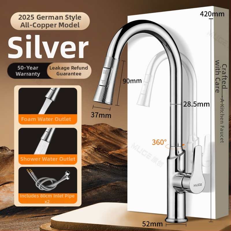 Разширител за кухненски кран със защита от пръски, въртяща се аераторна глава и филтър (ABS + неръждаема стомана)