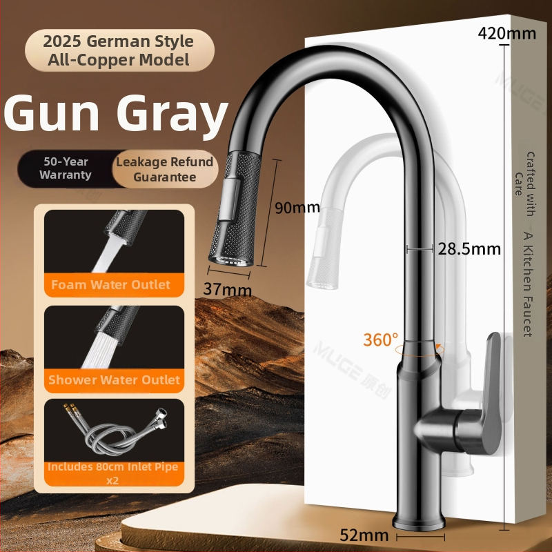 Разширител за кухненски кран със защита от пръски, въртяща се аераторна глава и филтър (ABS + неръждаема стомана)