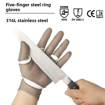 Pjovimui atsparios pirštinės su 316 nerūdijančio plieno žiedais, 9 lygio pjovimo atsparumas, tinkamos skerdimui, sodininkystei ir darbams su dideliu rizikos laipsniu