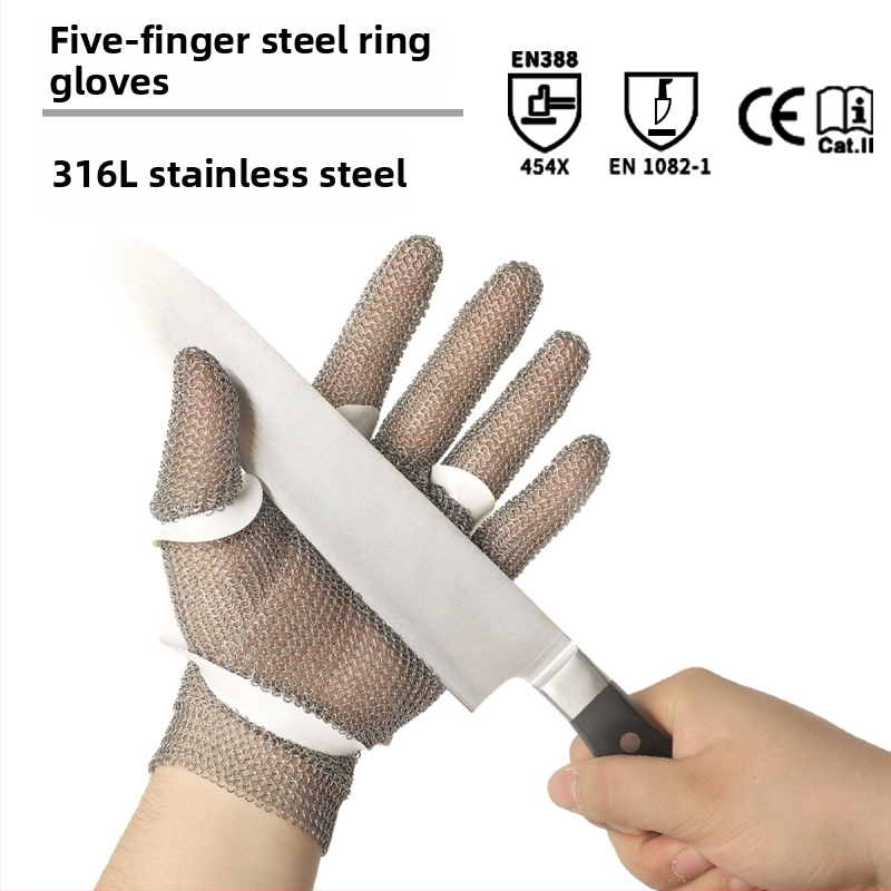 Griezējizturīgas cimdi ar 316 nerūsējošā tērauda gredzeni, 9. līmeņa griešanas pretestība, piemērots slaktēšanai, dārzniecībai un augsta riska darbiem