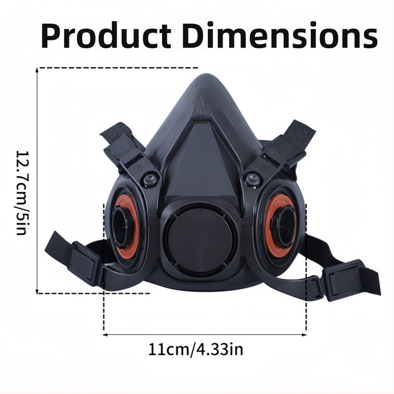 Gumijas gāzes maska aizsardzībai pret industriālo putekļu, aerosola krāsu, pesticīdiem un ķīmiskajiem tvaikiem