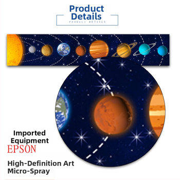 Kanvas seina kunst puidust raamiga – kaasaegne minimalistlik stiil, Päikesesüsteemi planeedid lastetuppa, kohandatav, raamitud, ühes või kahes osas komplekt