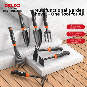 Delixi Electric aianduskühvli komplekt, süsinikterasest, kolmeosaline komplekt aianduseks, lillepeenrale ja randale