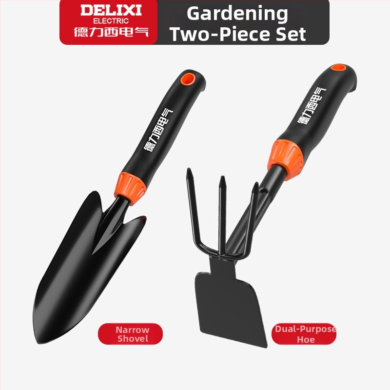 Delixi Electric aianduskühvli komplekt, süsinikterasest, kolmeosaline komplekt aianduseks, lillepeenrale ja randale