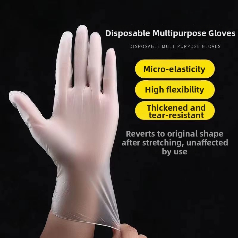 Vienkartinės PVC pirštinės maisto tiekimui, virtuvei ir namų naudojimui, skaidrios, be miltelių, 100 vnt., apsauginės, atsparios vandeniui, anti-slydimo
