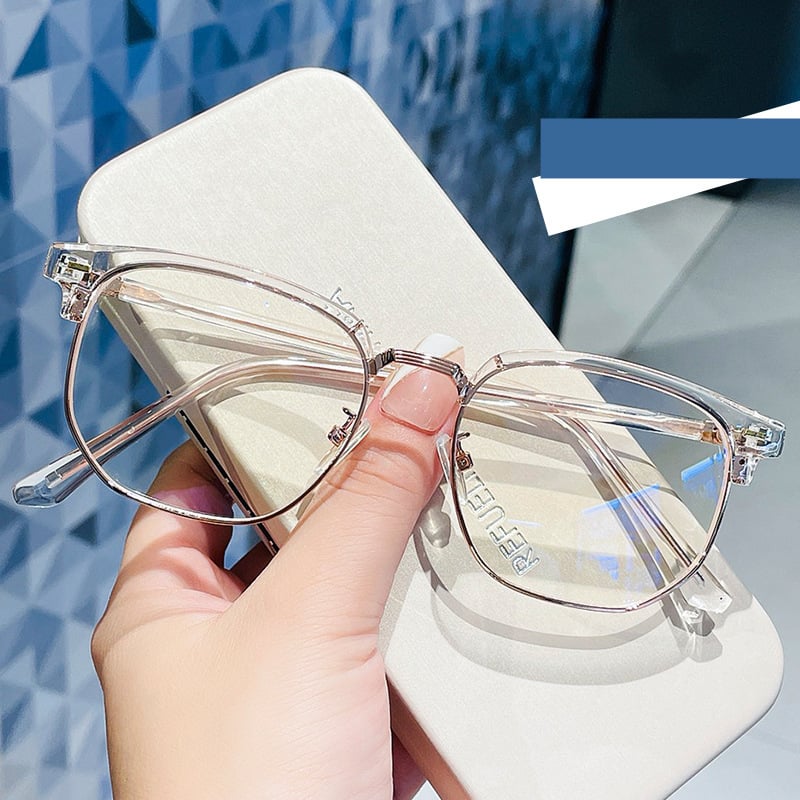 Изискани и стилни диоптрични очила с половин рамка за студенти по инженерство, очила в бизнес стил с ретро и артистично усещане, ултралеки лещи без диоптри