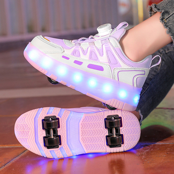 Евтини детски ролкови кънки с четири колела на едро, невидими прибиращи се ролкови кънки за момичета, ученически спортни ролкови кънки с осем колела за момчета