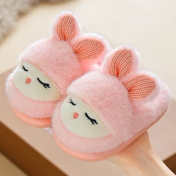 Зимни бебешки памучни пантофки, сладки анимационни обувки за родители и деца, топло домашно облекло, неплъзгащи се детски памучни обувки