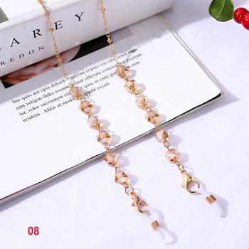 Eiropas un amerikāņu stila kristāla daudzstūra metāla briļļu ķēdīte, neslīdoša un nepazūdoša, augstas klases sieviešu rotaslietas ar maskas ķēdīti