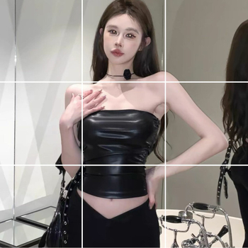 PU naha toru-top, kits versioon, õlarihmadeta, ühtne muster, suvi 2024