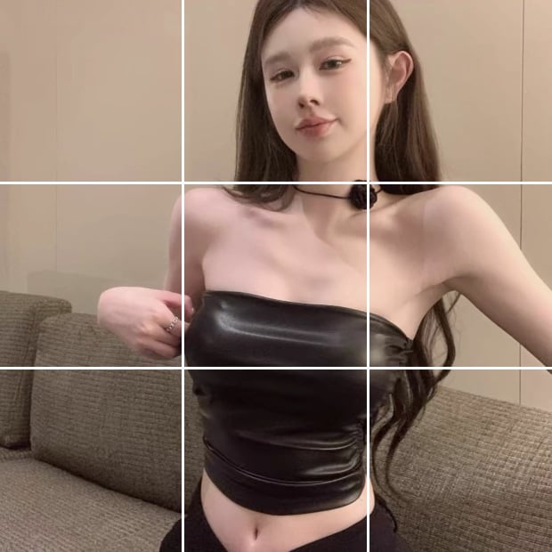 PU naha toru-top, kits versioon, õlarihmadeta, ühtne muster, suvi 2024