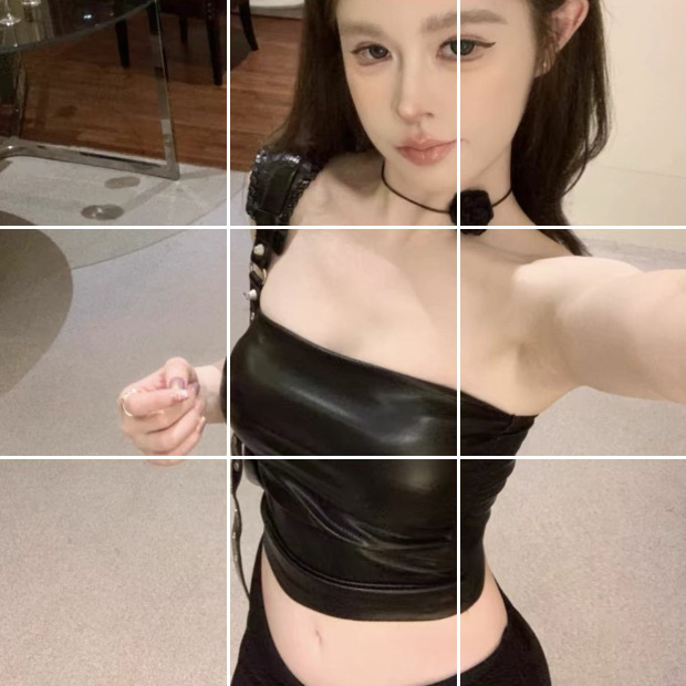 PU naha toru-top, kits versioon, õlarihmadeta, ühtne muster, suvi 2024