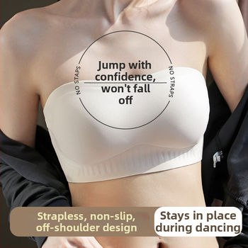 Rinnahoidja ilma õla, õmblusteta push-up, libisemiskindel, 3/4 kauss, õhukesed vormitud kausid, eemaldatavad kahekordsed õlapaelad, selja kolm konksurida