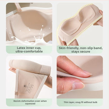 Rinnahoidja ilma õla, õmblusteta push-up, libisemiskindel, 3/4 kauss, õhukesed vormitud kausid, eemaldatavad kahekordsed õlapaelad, selja kolm konksurida