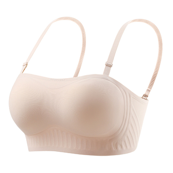 Rinnahoidja ilma õla, õmblusteta push-up, libisemiskindel, 3/4 kauss, õhukesed vormitud kausid, eemaldatavad kahekordsed õlapaelad, selja kolm konksurida
