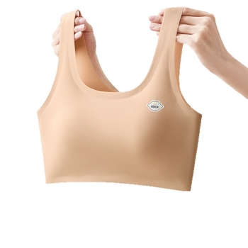 Vesti-stiilis sportlik rinnahoidja, õmblusteta, hingav; 3/4 kauss, õhuke mold-kauss; Ice Silk nailonist materjal; teismelised 13–18