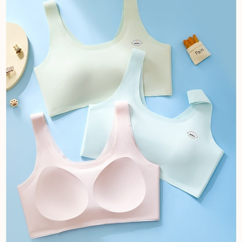 Vesti-stiilis sportlik rinnahoidja, õmblusteta, hingav; 3/4 kauss, õhuke mold-kauss; Ice Silk nailonist materjal; teismelised 13–18