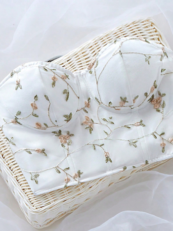 Tikitud topl ilma õla, läbipaistva võrguga ja lillemustriga – polüester