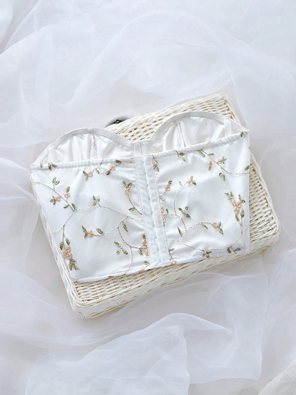 Tikitud topl ilma õla, läbipaistva võrguga ja lillemustriga – polüester