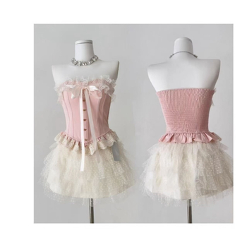 Bevarzen bustier-topp ilma õlgedeta, krüti padjaga, kits lõige, polüester, Color Blocking muster