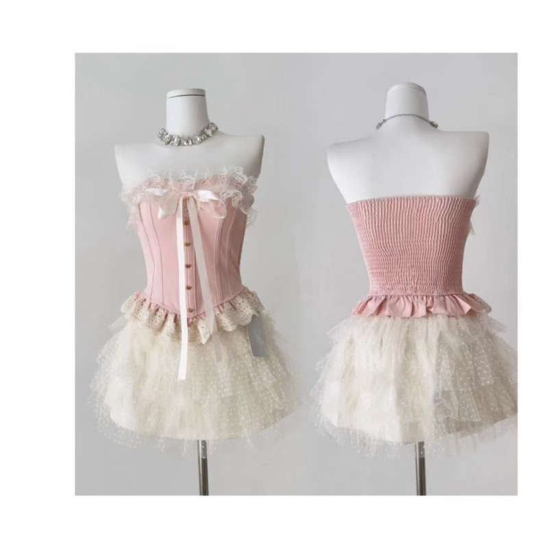 Bevarzen bustier-topp ilma õlgedeta, krüti padjaga, kits lõige, polüester, Color Blocking muster